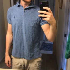 Slim fit light blue polo